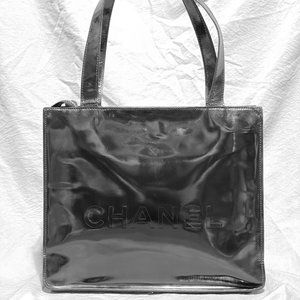 CHANEL CC Black Patent Leather Shoulder Bag Tote